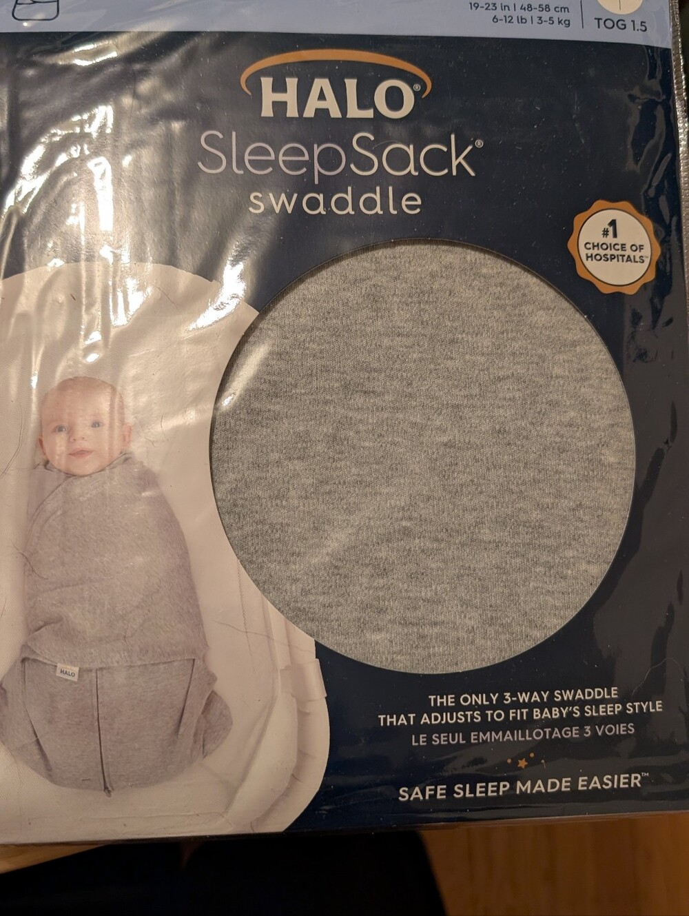 NWT NB Swaddle Set- 1 Halo sleepsack, 1 Love To Dream, Grey - Picture 4 of 5